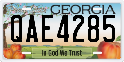 GA license plate QAE4285