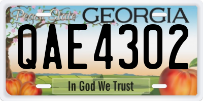 GA license plate QAE4302