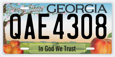 GA license plate QAE4308