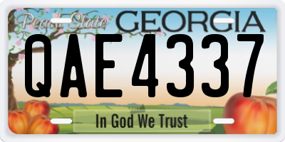 GA license plate QAE4337