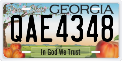 GA license plate QAE4348