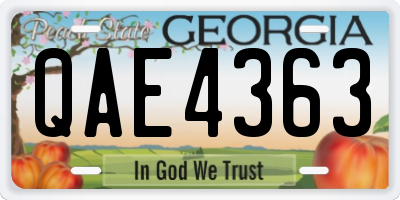 GA license plate QAE4363