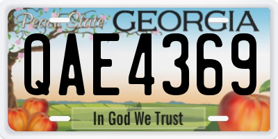 GA license plate QAE4369