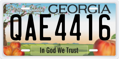 GA license plate QAE4416