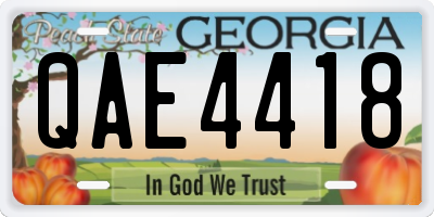 GA license plate QAE4418