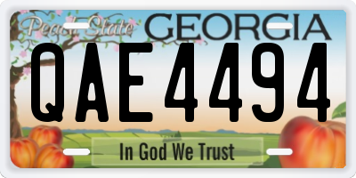 GA license plate QAE4494
