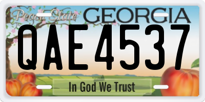 GA license plate QAE4537