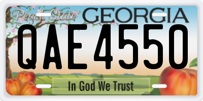 GA license plate QAE4550