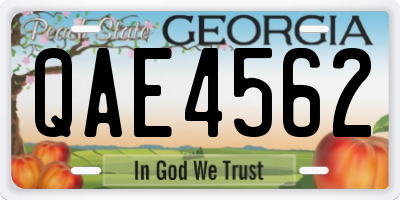 GA license plate QAE4562