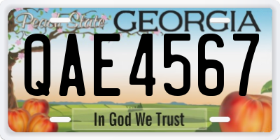 GA license plate QAE4567