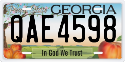 GA license plate QAE4598