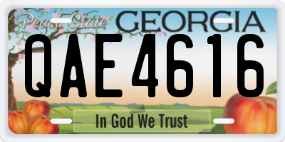 GA license plate QAE4616