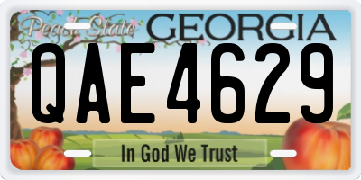 GA license plate QAE4629