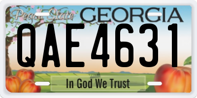 GA license plate QAE4631