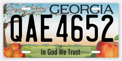 GA license plate QAE4652