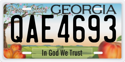 GA license plate QAE4693
