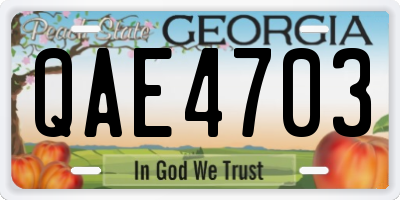 GA license plate QAE4703