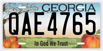 GA license plate QAE4765