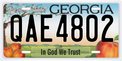 GA license plate QAE4802