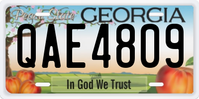 GA license plate QAE4809