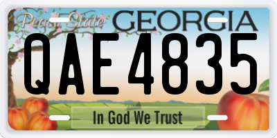 GA license plate QAE4835