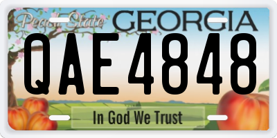 GA license plate QAE4848