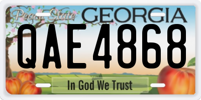 GA license plate QAE4868