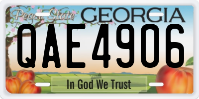 GA license plate QAE4906