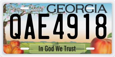 GA license plate QAE4918