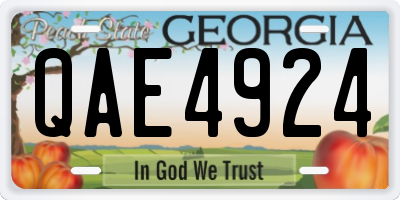 GA license plate QAE4924