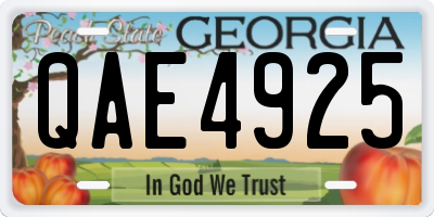 GA license plate QAE4925