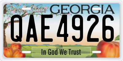 GA license plate QAE4926