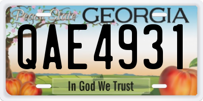 GA license plate QAE4931