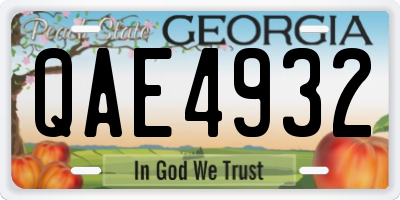 GA license plate QAE4932