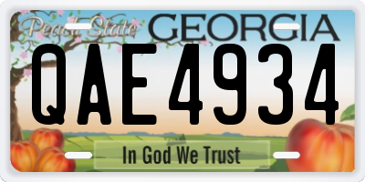 GA license plate QAE4934