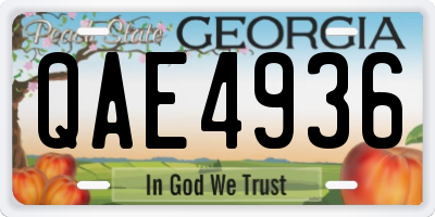 GA license plate QAE4936