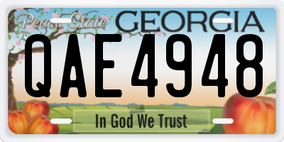 GA license plate QAE4948