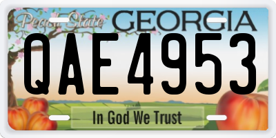 GA license plate QAE4953