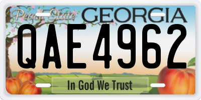 GA license plate QAE4962