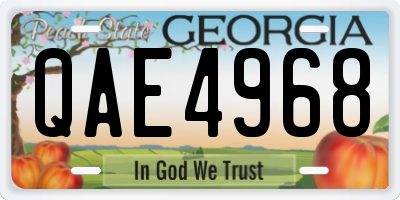 GA license plate QAE4968