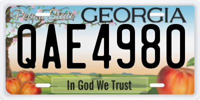 GA license plate QAE4980