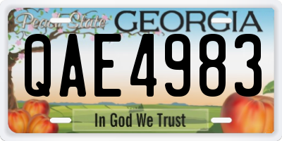 GA license plate QAE4983