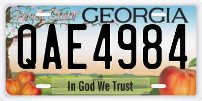 GA license plate QAE4984