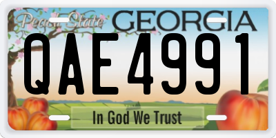 GA license plate QAE4991