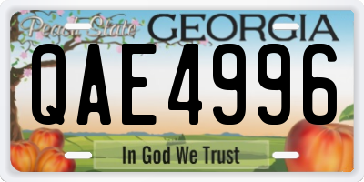 GA license plate QAE4996