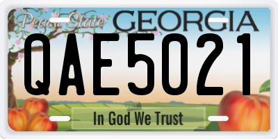 GA license plate QAE5021
