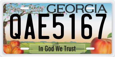 GA license plate QAE5167