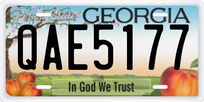 GA license plate QAE5177