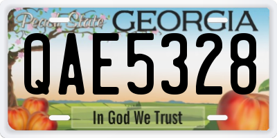 GA license plate QAE5328