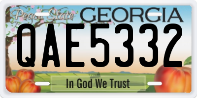 GA license plate QAE5332